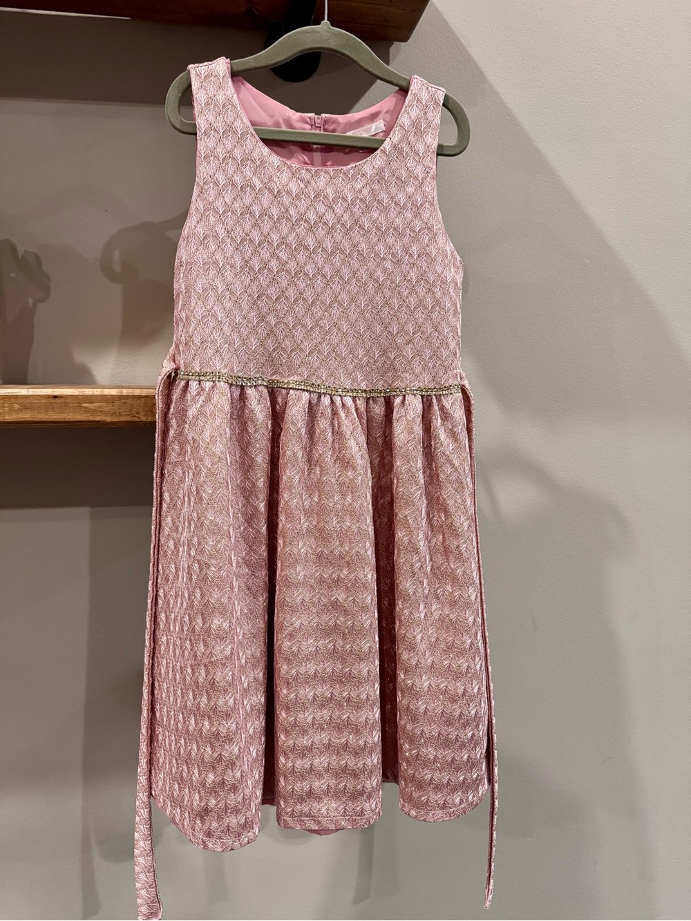 Tahari Girls Pink Metallic Party Dress